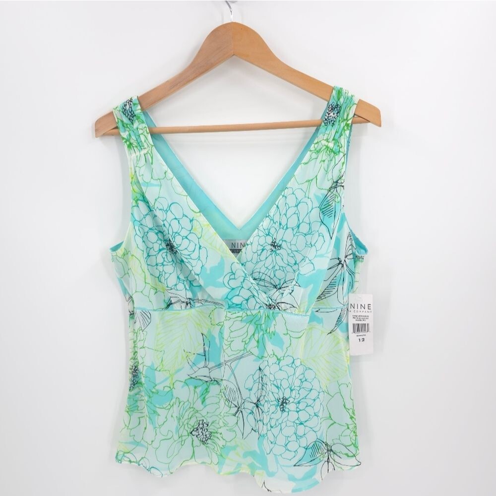 Y2k Babydoll Top Surplice Neckline Floral Sleeveless Deadstock Coconut Girl 12